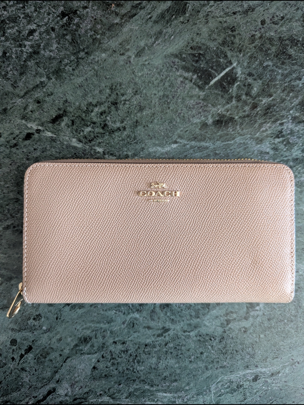 Coach Leather Zip Wallet in Light Blush with Gold Hardware